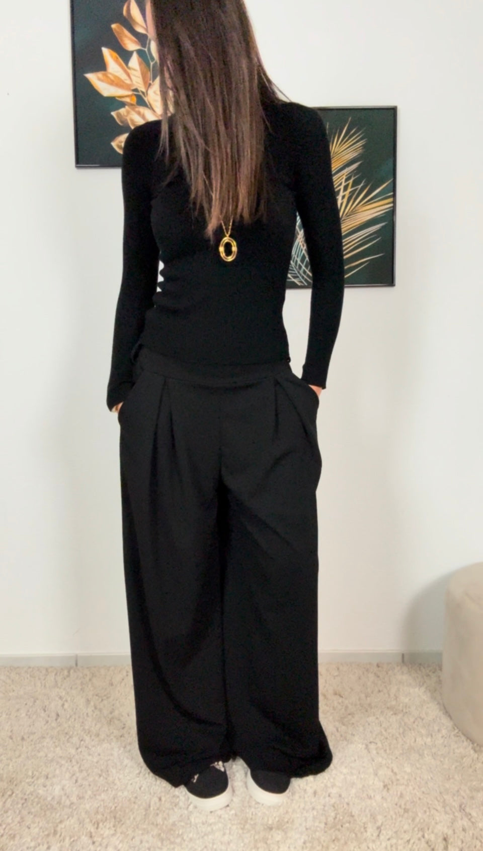 Pantalon ANA (noir, bordeaux)