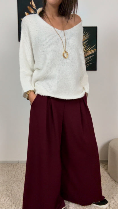 Pantalon ANA (noir, bordeaux)