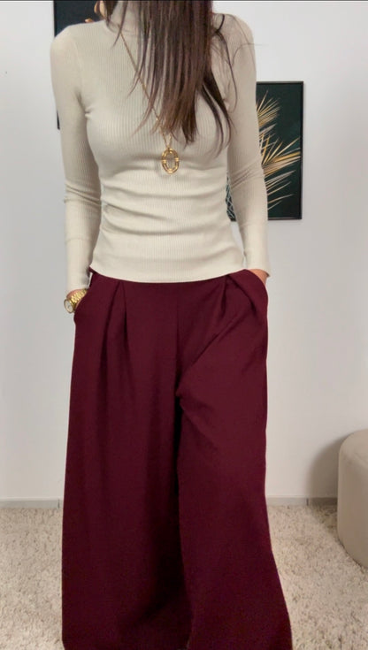 Pantalon ANA (noir, bordeaux)